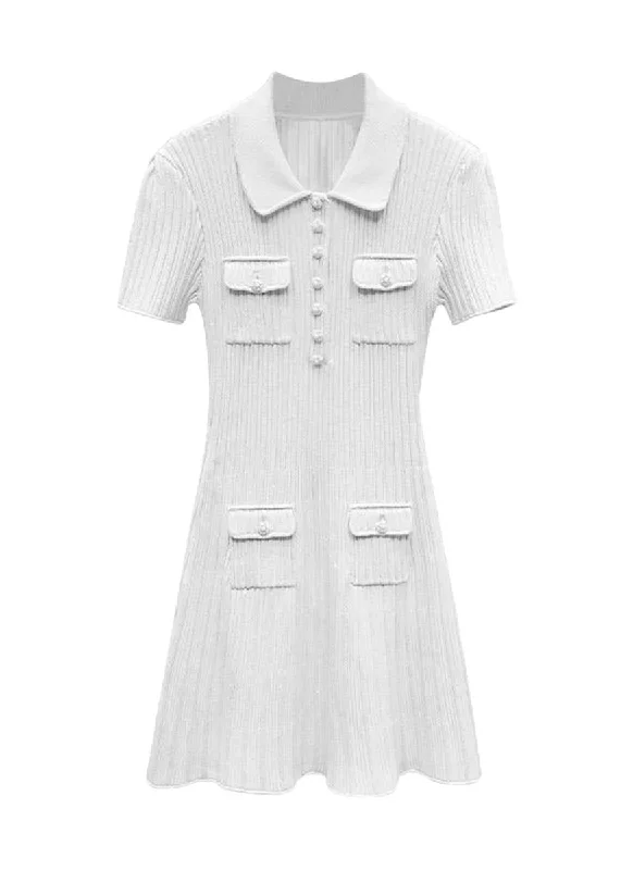 women's cotton dressesO240017 Short Sleeve Knitted Mini Dress *Last Piece