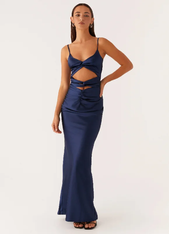 women's beach dressesStormie Satin Maxi Dress - Navy