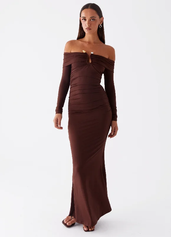 Party DressRudy Long Sleeve Maxi Dress - Chocolate