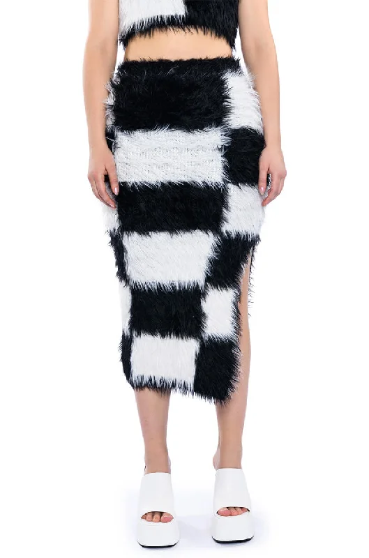 CHECKMATE SIR FUZZY MIDI SKIRT