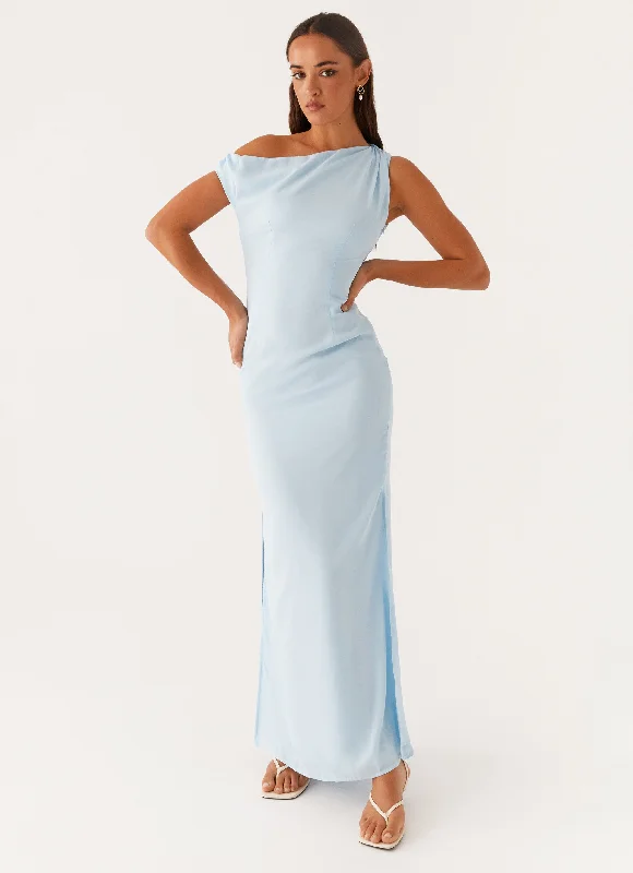 women's pear-shaped body dressesDinner Date Maxi Dress - Blue