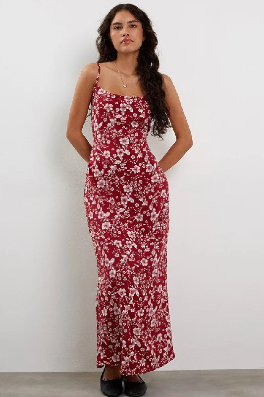 Chiffon DressMotel Rocks Maisara Maxi Dress in Berry Blush Floral