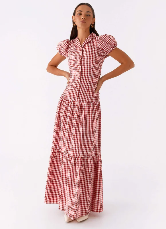 women's neon dressesVerity Maxi Dress - Red Gingham