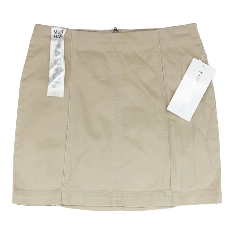 women's summer midi skirtsBeige Solid Mini Skirt