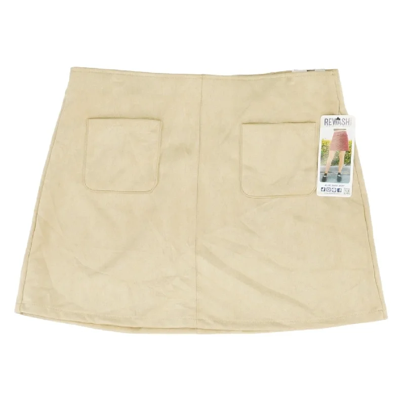 women's lightweight evening skirtsBeige Solid Mini Skirt