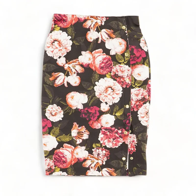 women's versatile work skirtsBlack Floral Midi Skirt