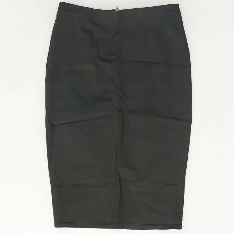 women's zip-front midi skirts for eventsBlack Solid Midi Skirt