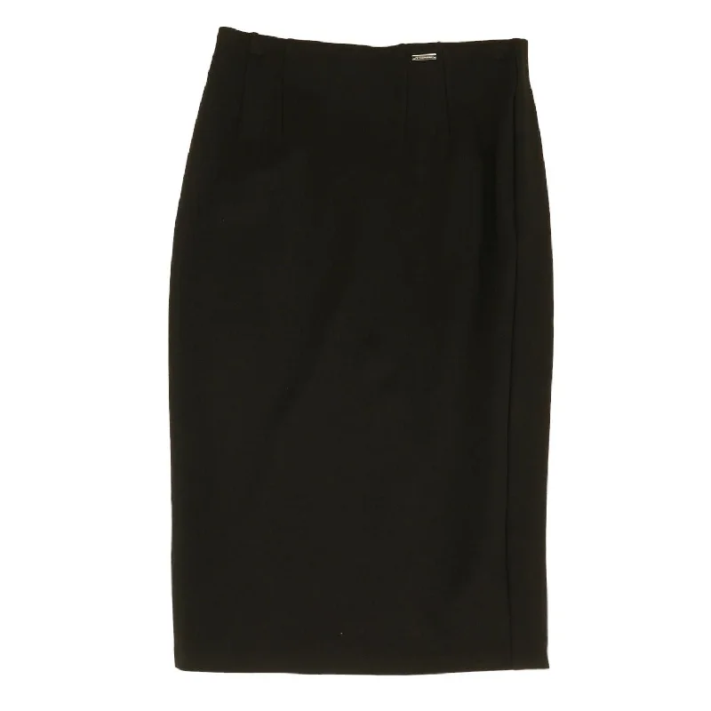 women's winter velvet skirtsBlack Solid Midi Skirt