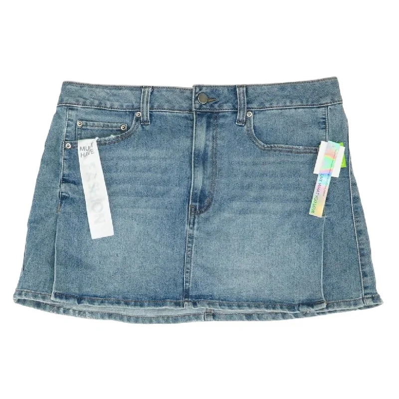 women's stretch skirtsBlue Solid Mini Skirt