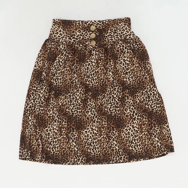 women's elastic waist skirtsBrown Animal Print Midi Skirt