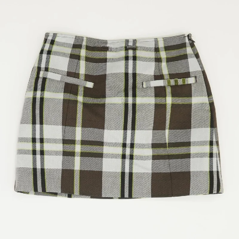 women's knitted mini skirts for casual wearBrown Plaid Mini Skirt