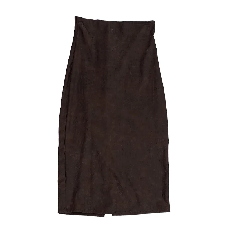 women's handmade casual skirtsBrown Solid Midi Skirt