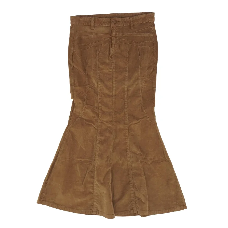 women's leather skirtsBrown Solid Midi Skirt