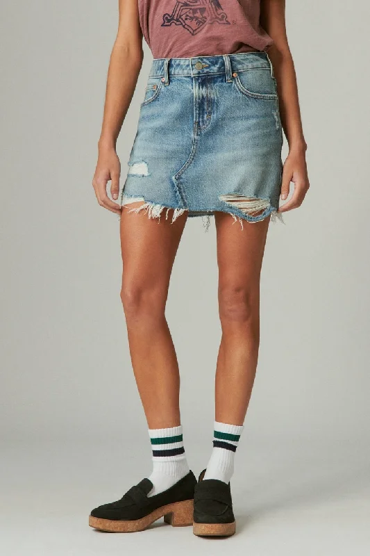 women's satin skirtsDenim Mini Skirt - Peace Out