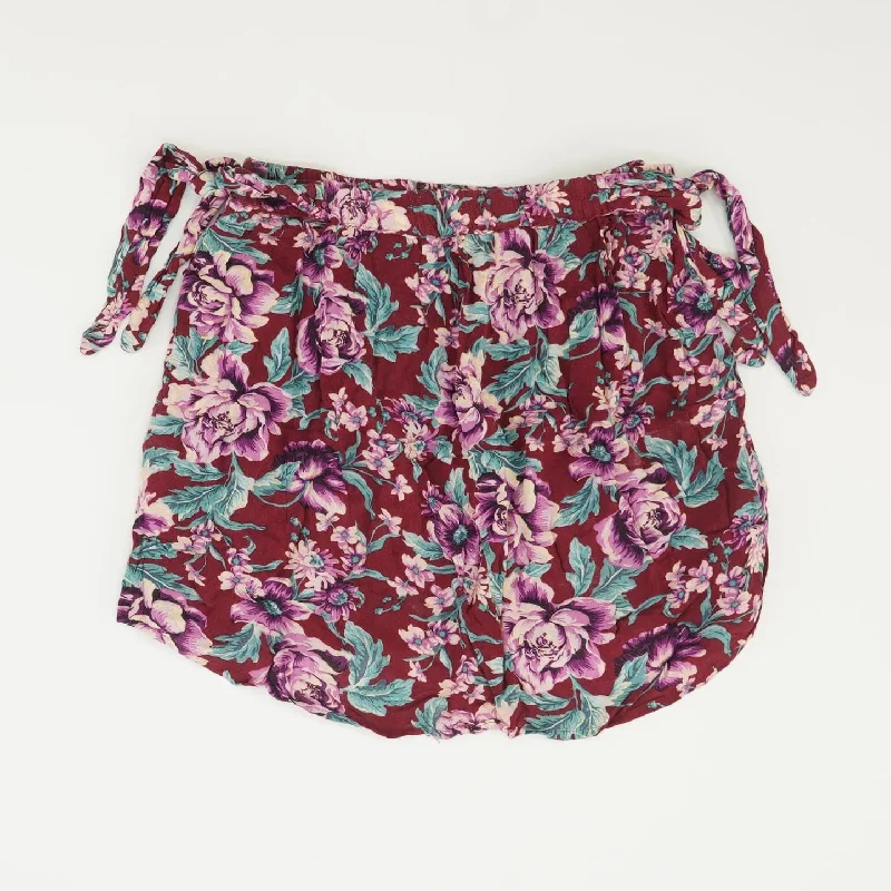 women's elastic-waisted skirts for pregnancyMaroon Floral Mini Skirt