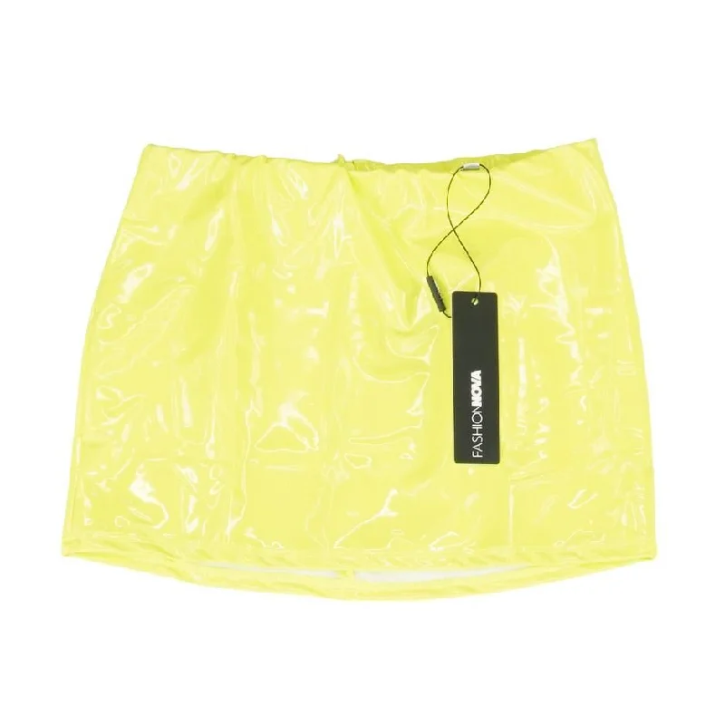 women's knitted skirtsNeon Green Solid Mini Skirt