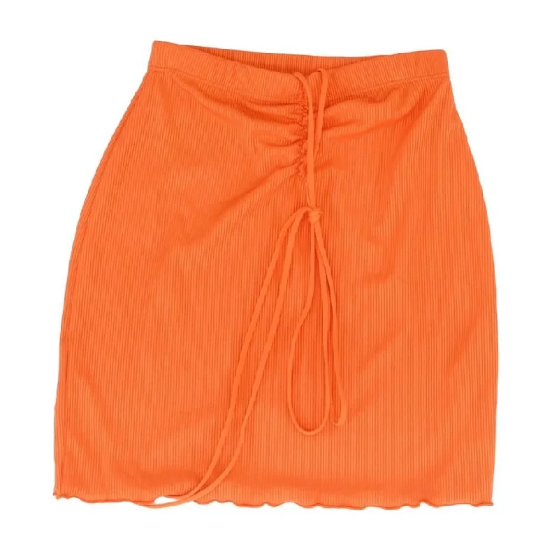 women's sustainable striped skirtsNeon Orange Solid Mini Skirt