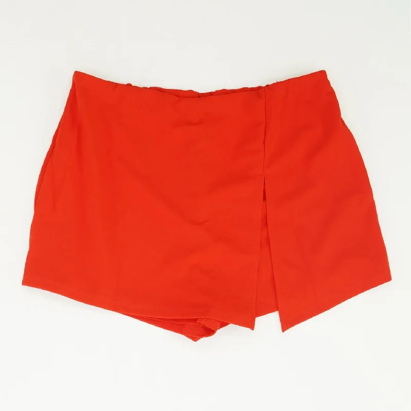 women's checked skirtsRed Solid Skort Skirt