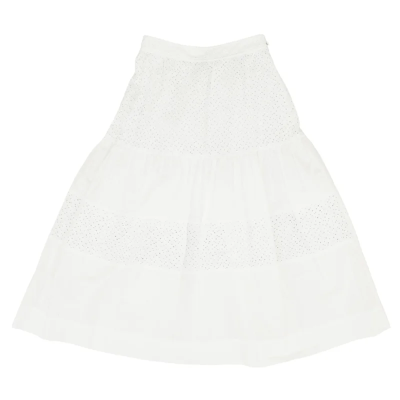 women's chiffon skirtsWhite Eyelet Midi Skirt