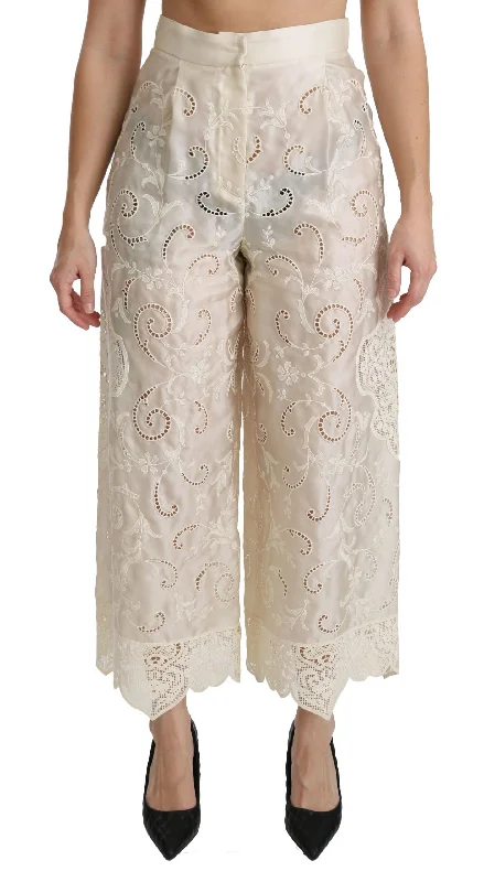 women's wedding pantsDolce & Gabbana Elegant High Waist Palazzo Cropped Women's Pants