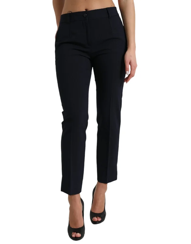 women's retro pantsDolce & Gabbana Elegant Mid Waist Tape Pants in Women's