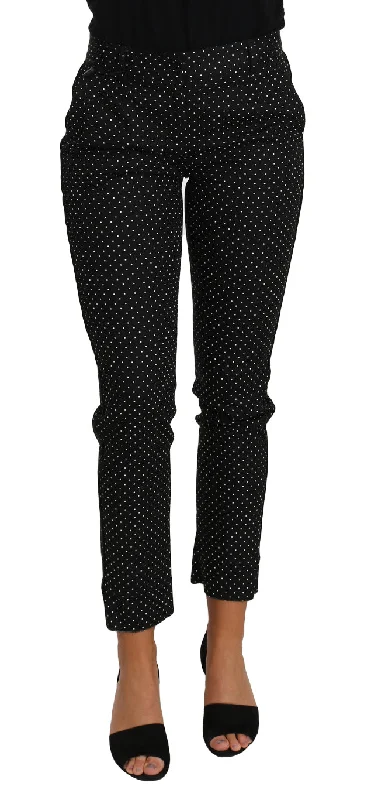 women's everyday pantsDolce & Gabbana Elegant Polka Dot Cropped Women's Trousers