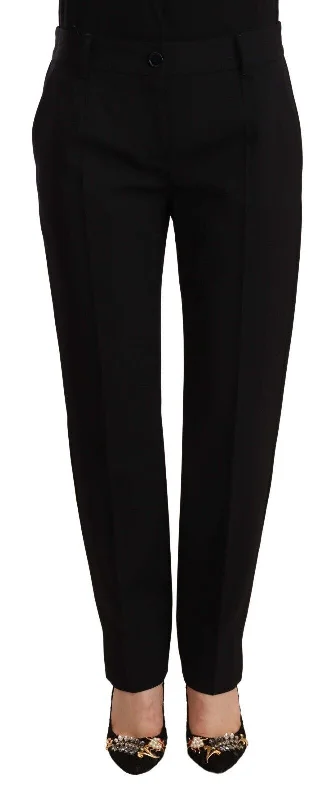 women's slim-fit pantsDolce & Gabbana Elegant Tailo Wool Blend Women's Trousers