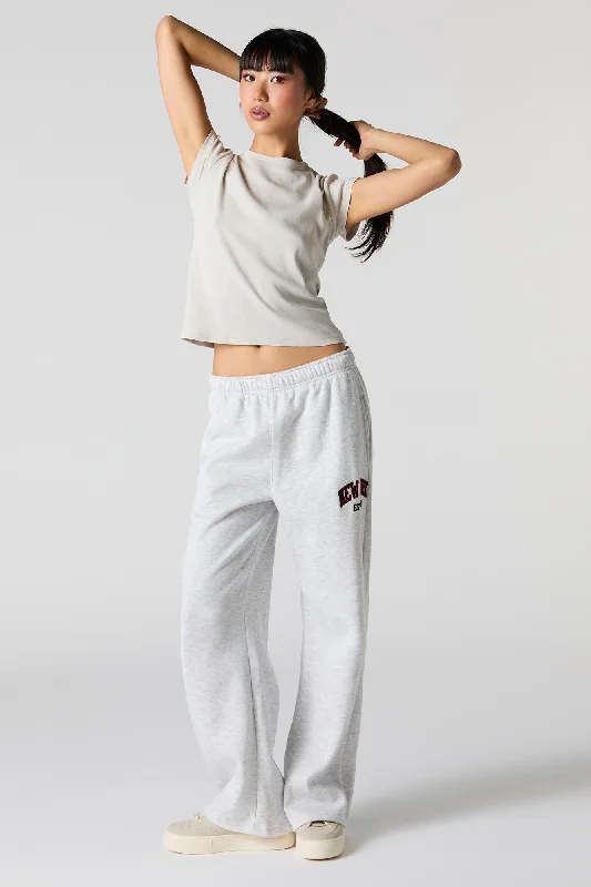 women's bell-bottom pantsCity Embroidered Fleece Jogger