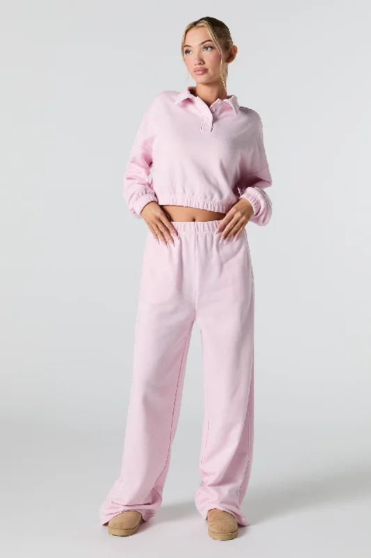 women's wedding pantsContrast Stitch Fleece Wide Leg Sweatpant