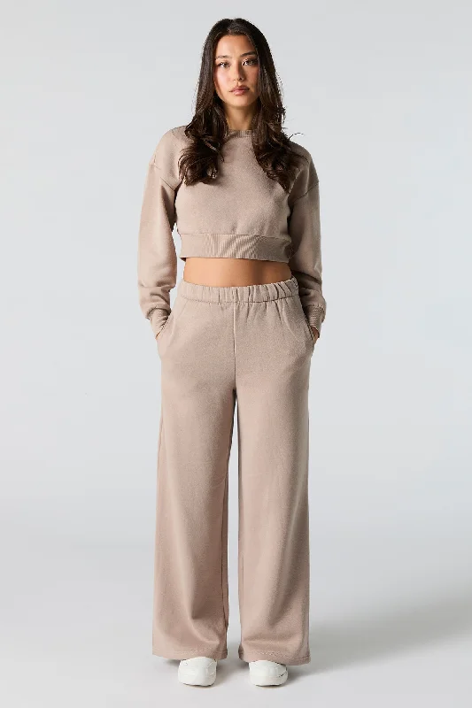 women's warm pantsFleece Wide Leg Sweatpant