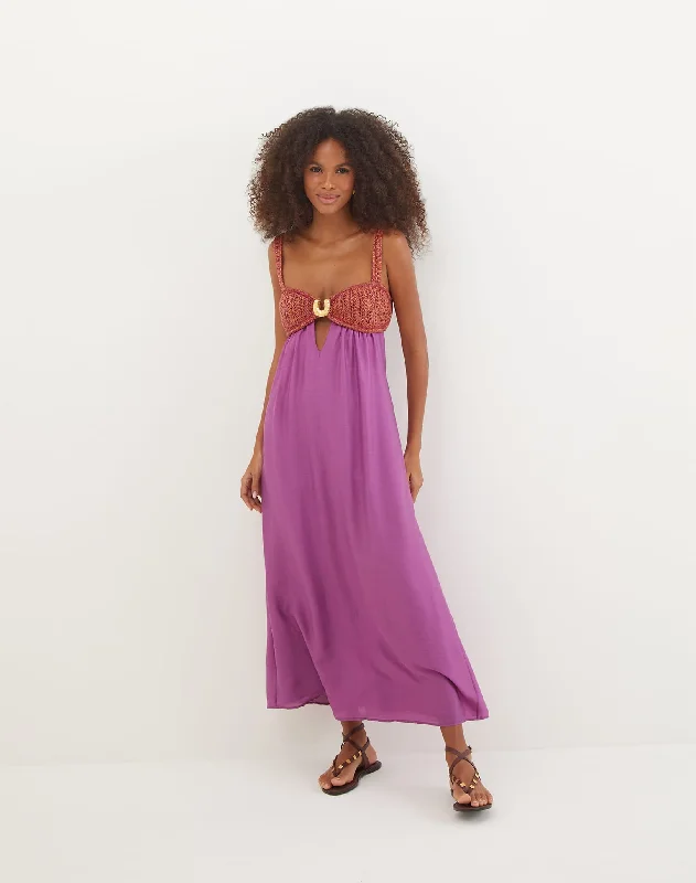 women's smart casual dressesAria Long Dress - Berry Burst