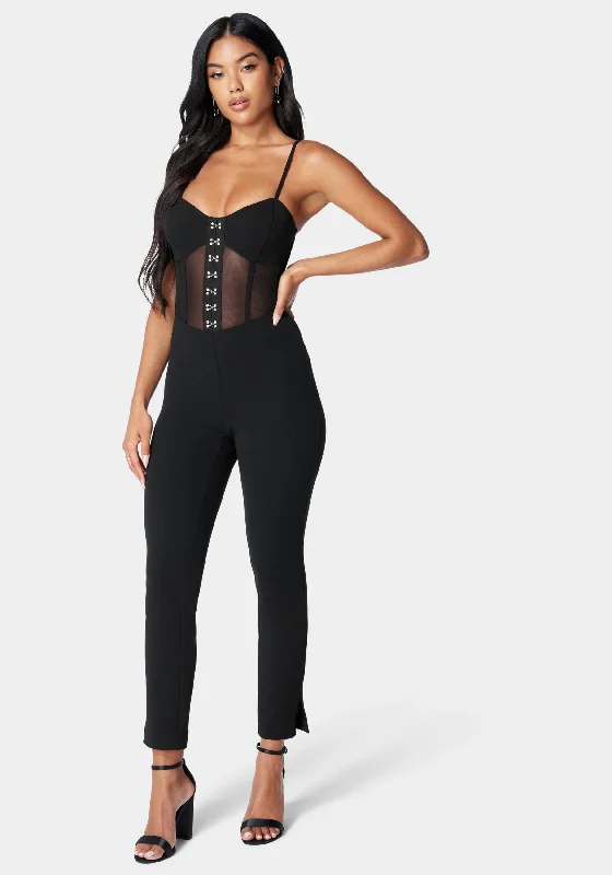 women's jumpsuits for everyday wearCorset Waist Slim Leg Jumpsuit