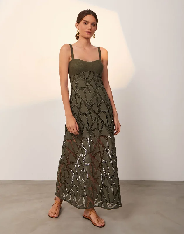 Flowy DressEleni Long Dress - Evergreen