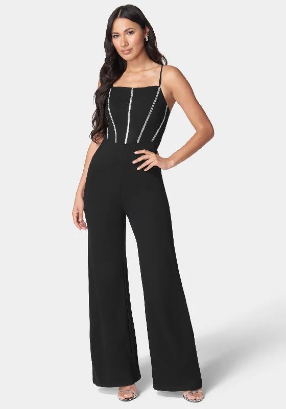 women's vintage jumpsuitsEmbellished Corset Jumpsuit