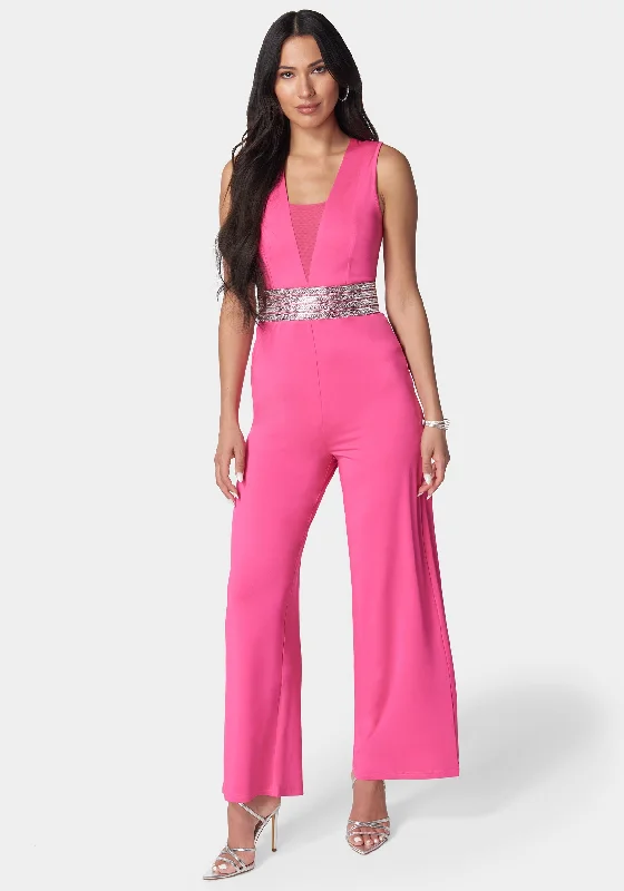 women's jumpsuits made of laceEmbellished Wide Leg Jumpsuit