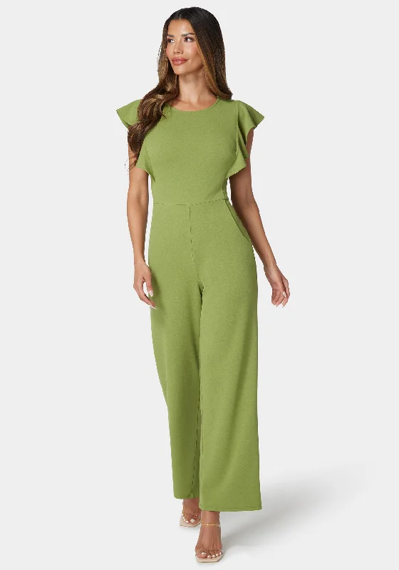 women's jumpsuits for tall womenFlutter Sleeve Core Jumpsuit