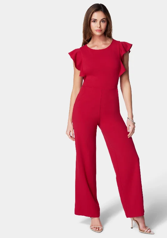 women's jumpsuits for business meetingsFlutter Sleeve Core Jumpsuit