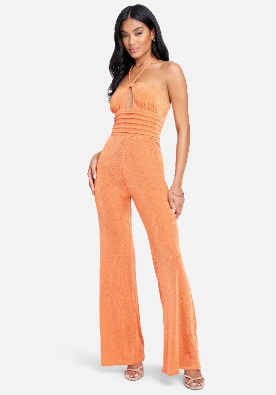 women's jumpsuits with pocketsHalter Neck Wide Leg Jumpsuit