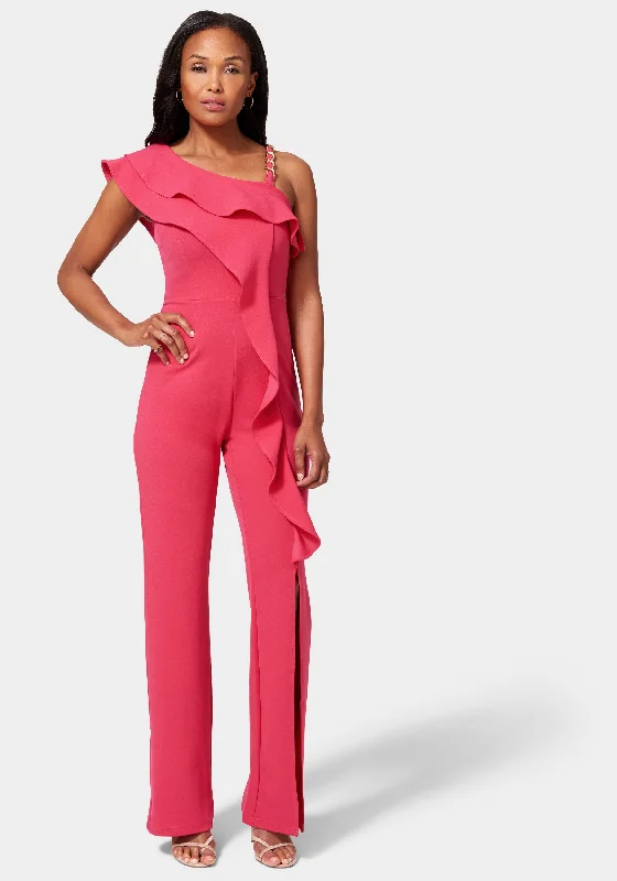 women's jumpsuits for all-day comfortKnit Crepe Cascade Wide Leg Jumpsuit