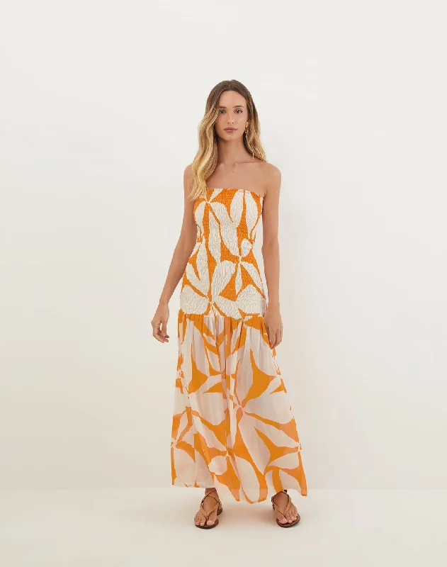 women's striped dressesMaira Long Dress - Bossa Sunset