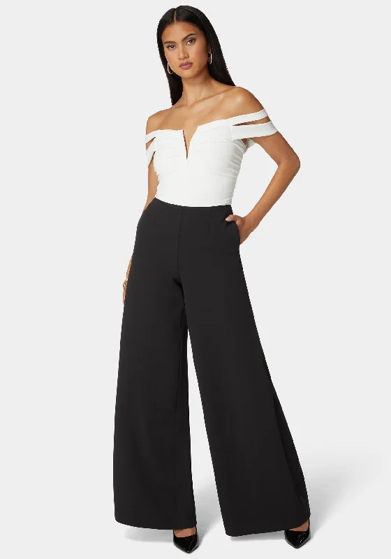 women's jumpsuits for winterOff Shoulder Full Wide Leg Jumpsuit