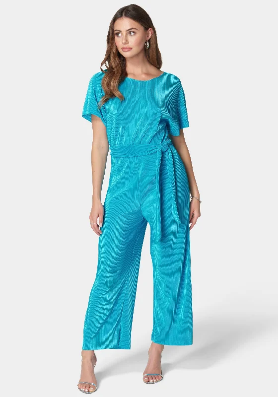 women's jumpsuits with self-ties at the waistPlissé Culotte Jumpsuit