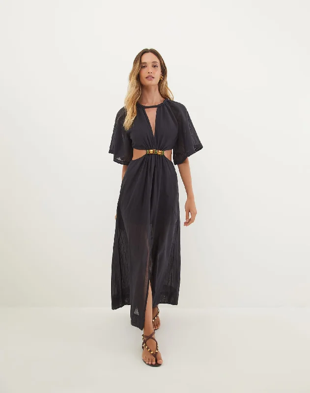 women's minimalist dressesSallisa Long Dress - Black