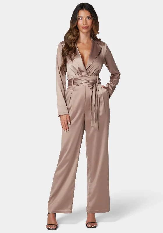 women's fitted jumpsuitsSatin Blazer Jumpsuit