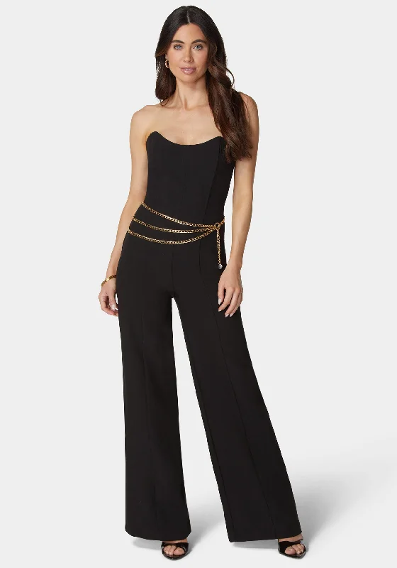 women's jumpsuits for affordable luxuryScoop Neck Belted Palazzo Leg Jumpsuit