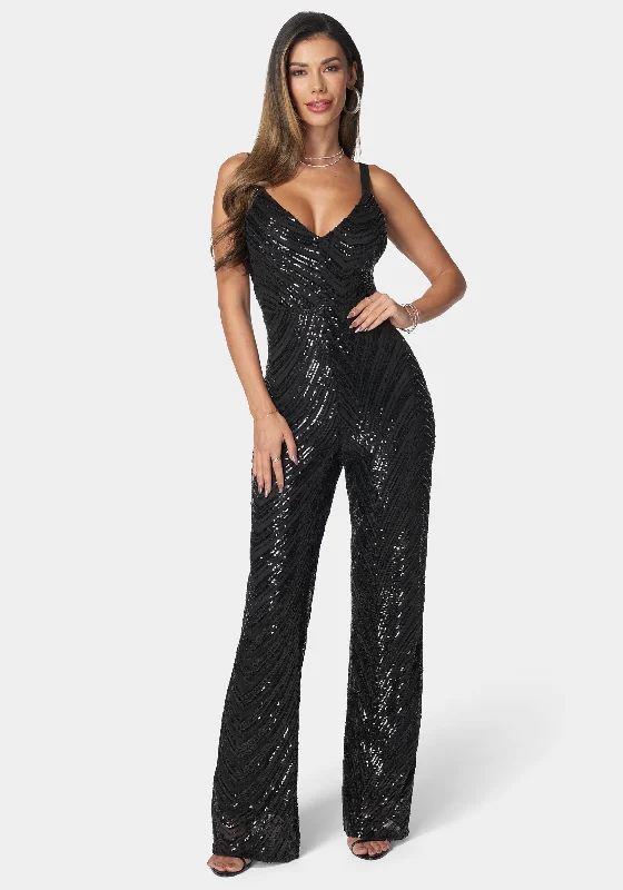 women's jumpsuits with bow tiesSequin Jumpsuit