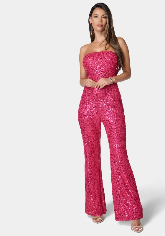 women's jumpsuits for eco-friendly choicesStrapless Sequin Jumpsuit