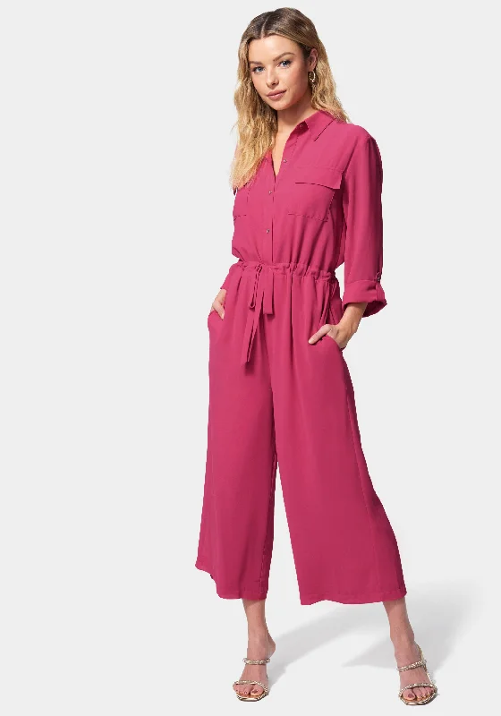 women's jumpsuits for short womenUtility Pocket Culotte Jumpsuit