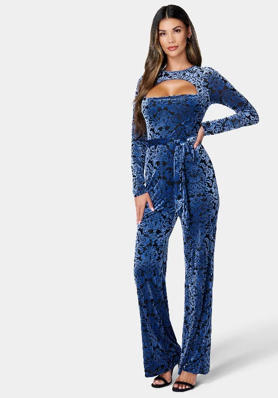 women's jumpsuits with spaghetti strapsVelvet Burnout Jumpsuit