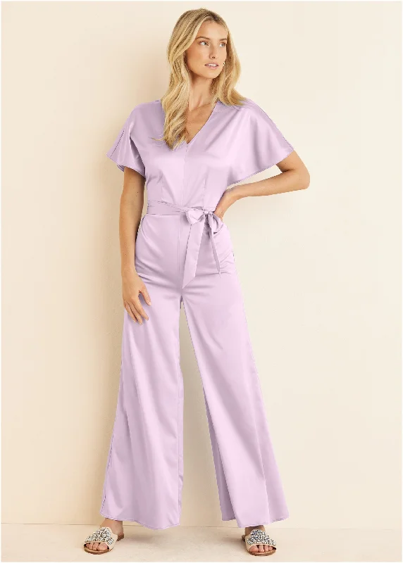 women's jumpsuits for yogaFlutter Sleeve Jumpsuit - Lilac